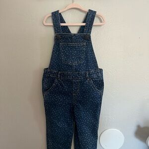 Old Navy Dark Blue Floral Denim Overalls 3T